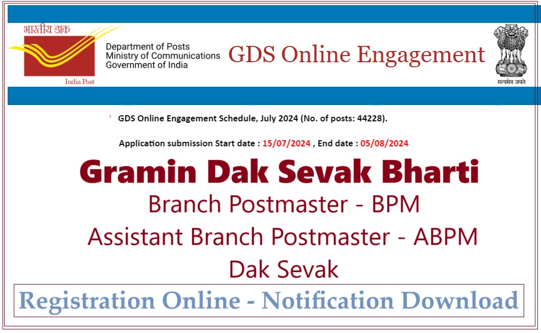 GDS Recruitment Notification, Apply Online