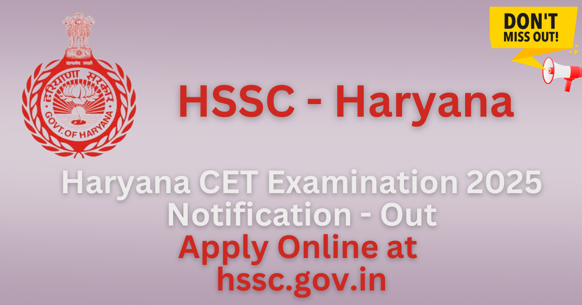 Haryana CET Application Form, Notification