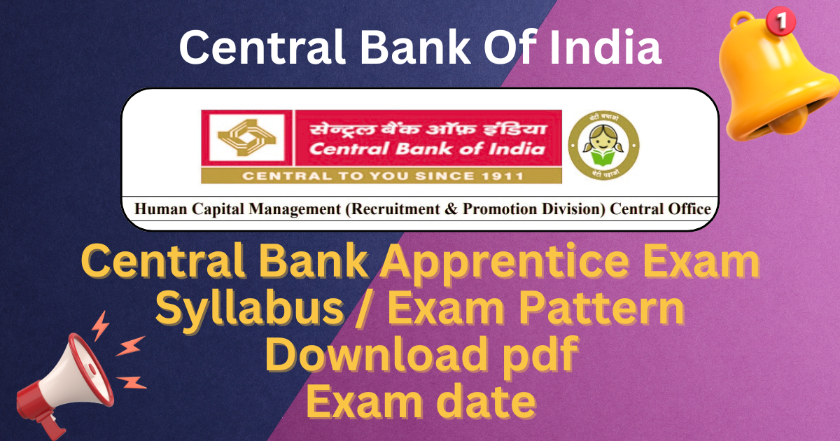 Central Bank Apprentice Syllabus, Exam pattern