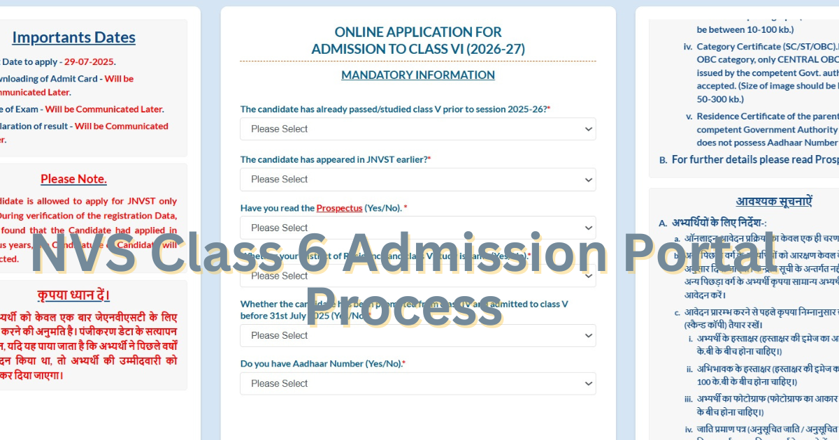 NVS Class 6 Admission Online