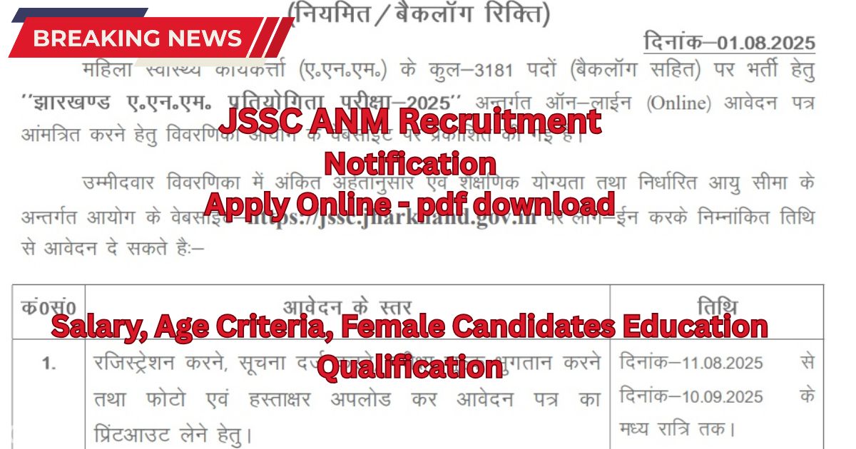 JSSC ANM Recruitment, Registration