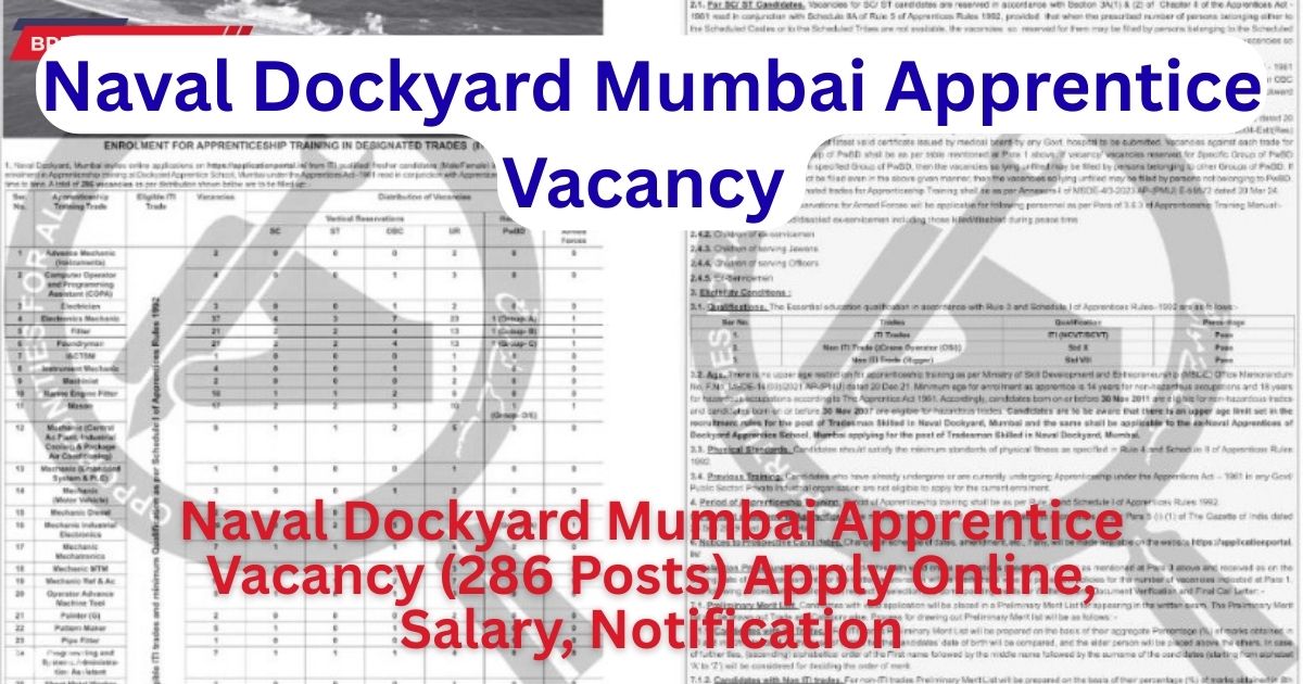Naval Dockyard Mumbai Apprentice Vacancy