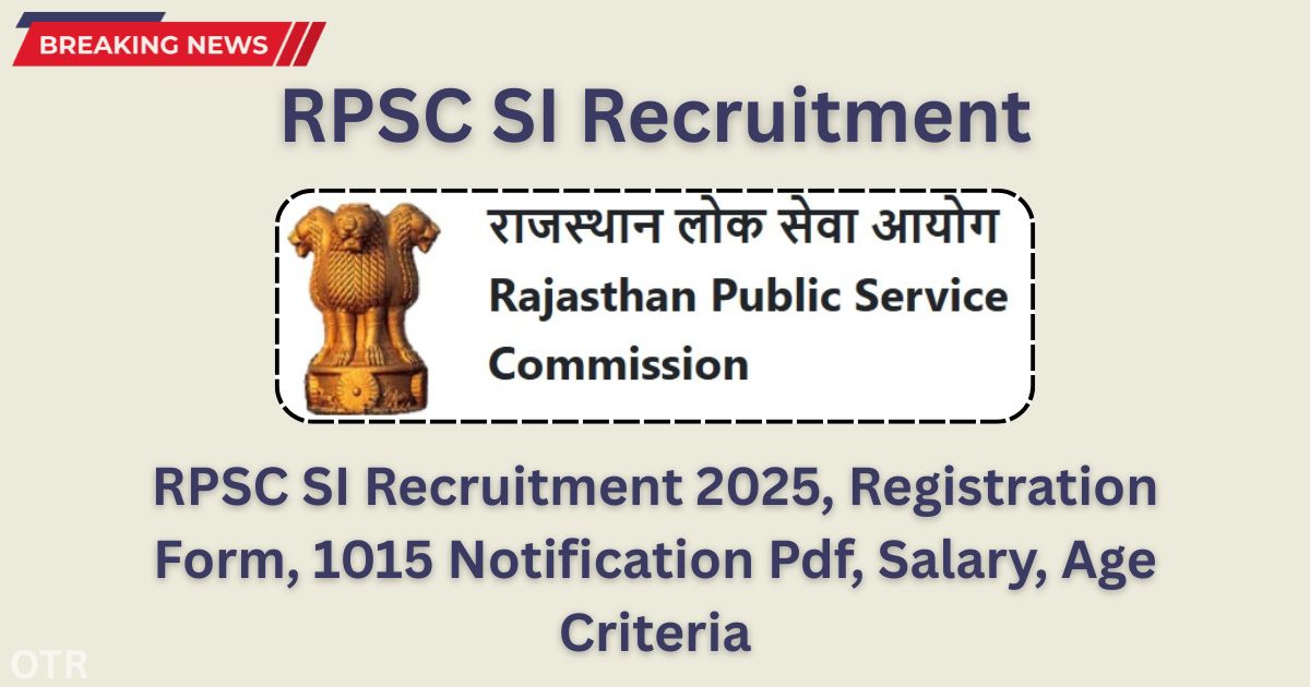 RPSC SI Recruitment 2025, Apply Online