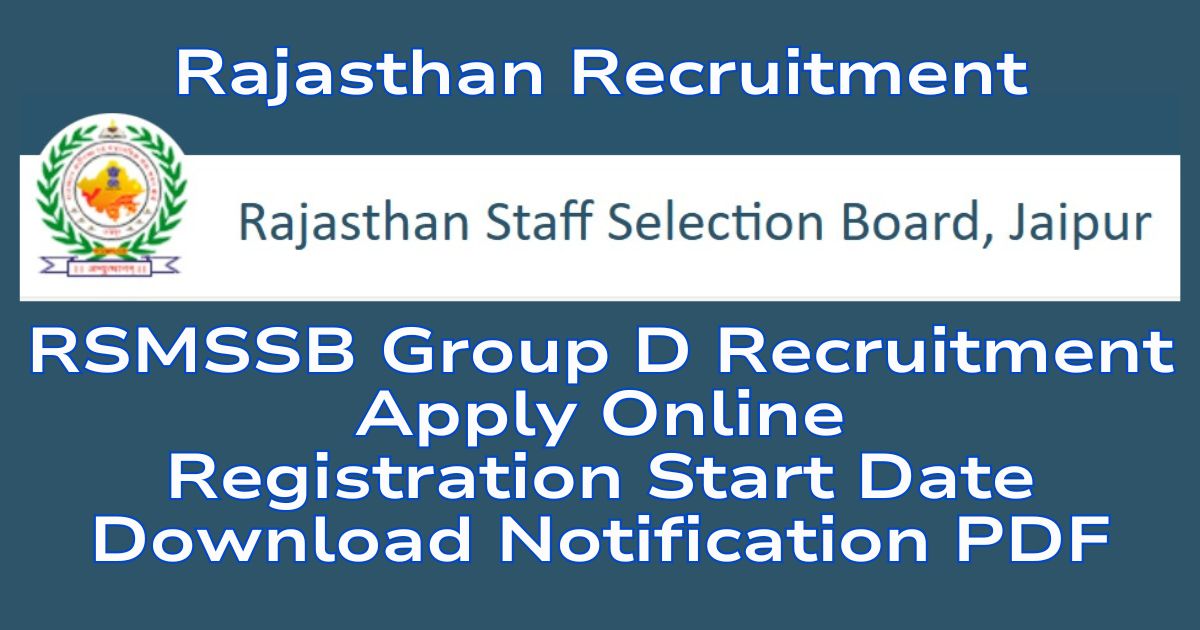 RSMSSB Group D recruitment Online