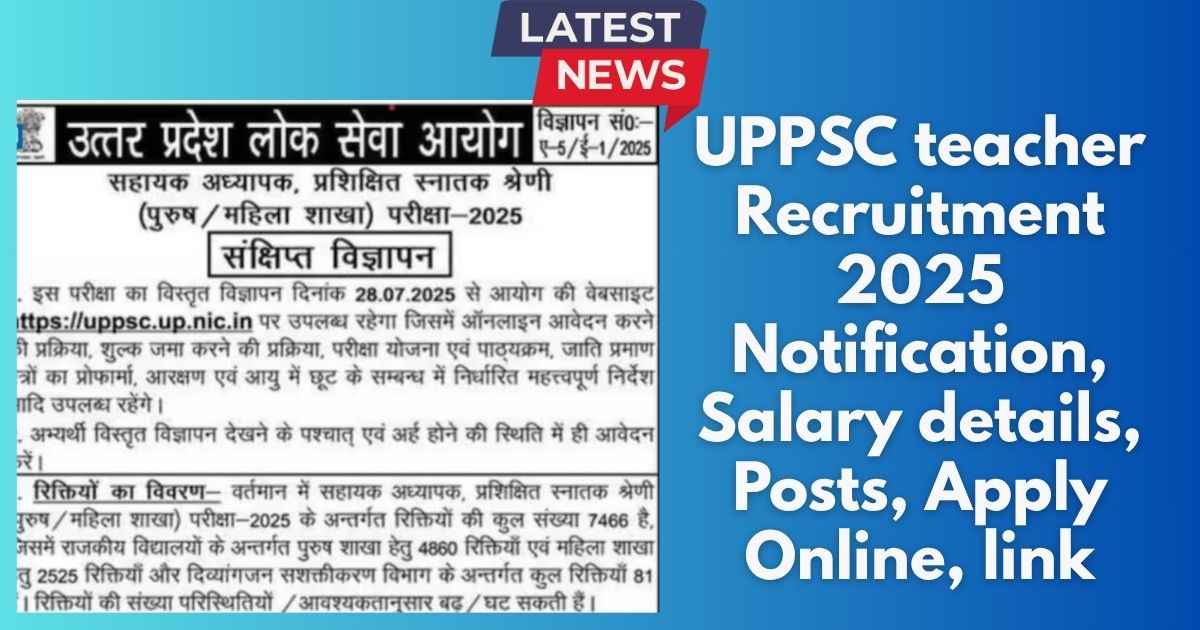 UPPSC teacher Recruitment 2025 Notification